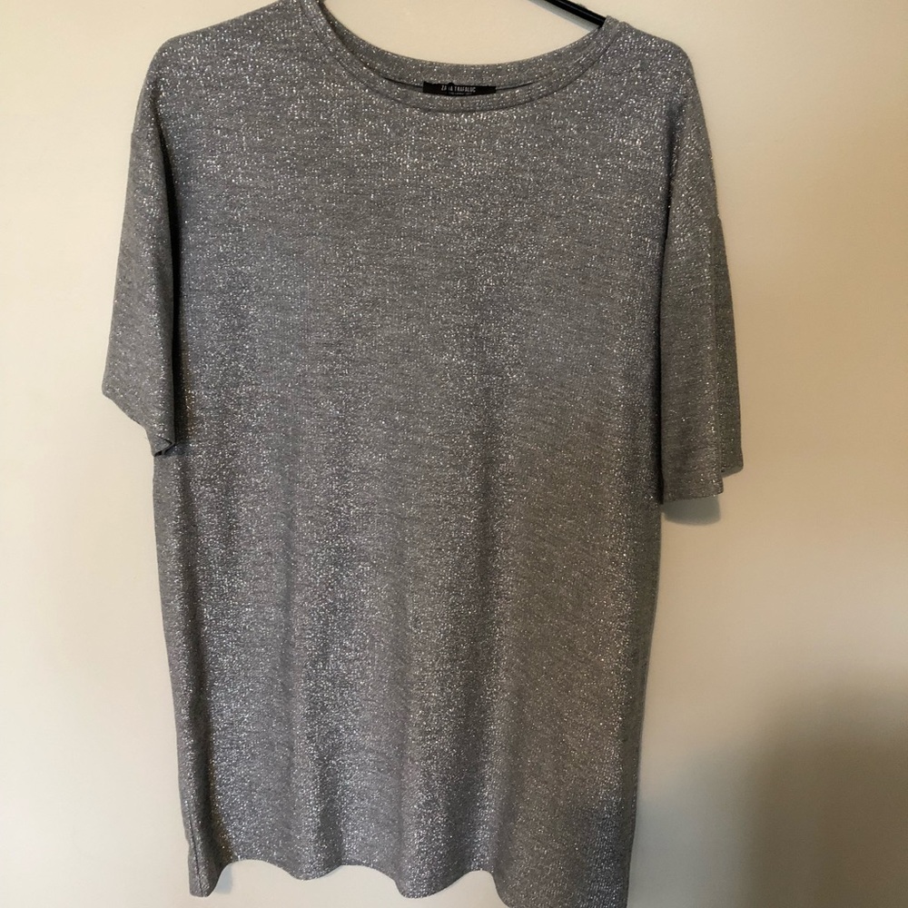 Zara grey glitter shirtdress oversized large